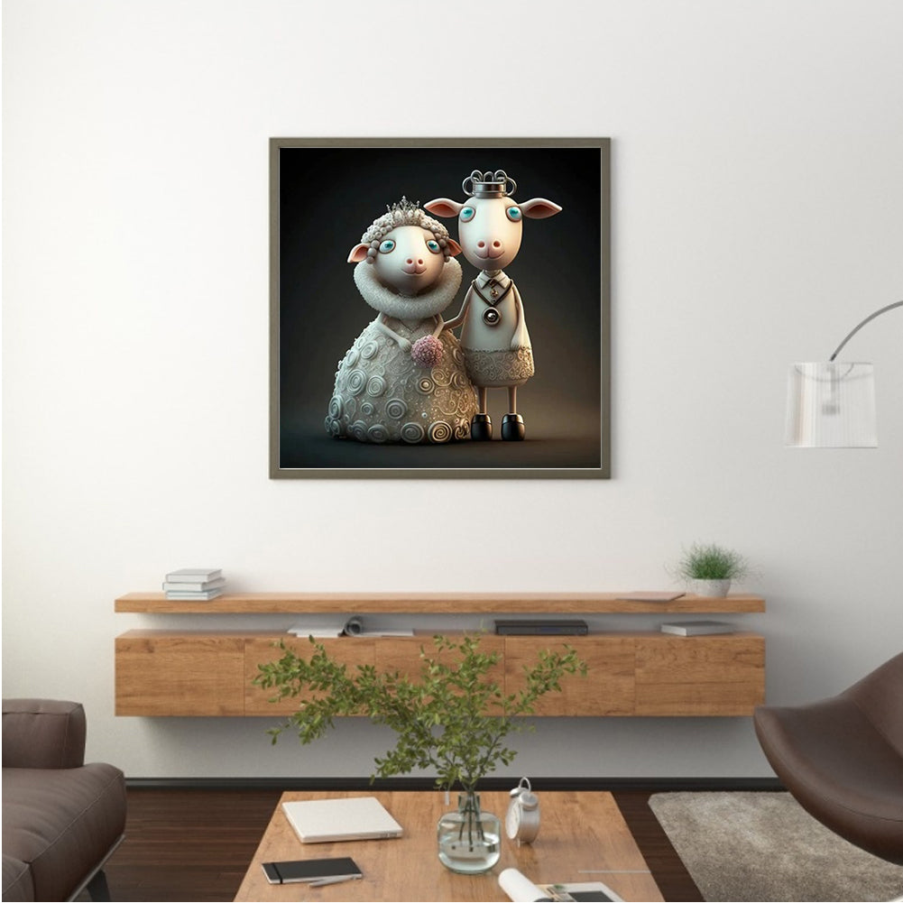 Wedding Animals - Sheep - Full Round Drill Diamond Painting 30*30CM