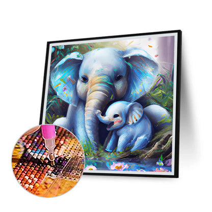 Elephant Mother And Child - Full Round Drill Diamond Painting 30*30CM