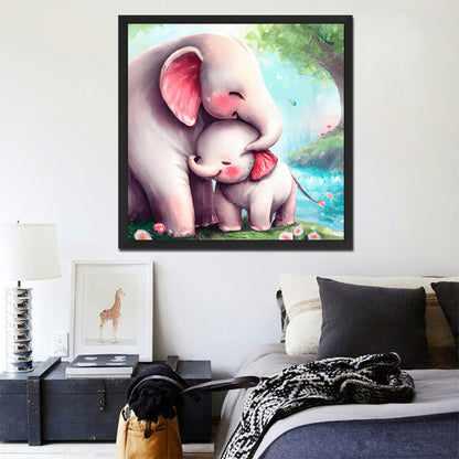 Elephant Mother And Child - Full Round Drill Diamond Painting 30*30CM