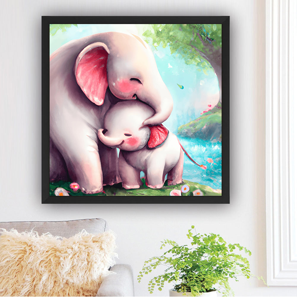 Elephant Mother And Child - Full Round Drill Diamond Painting 30*30CM