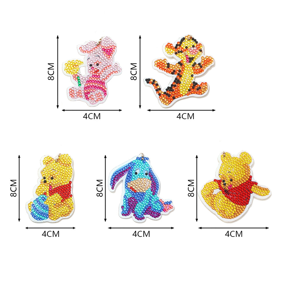 DIY Diamond Painting Keychains Kit 5Pcs Winnie The Pooh And Tigger