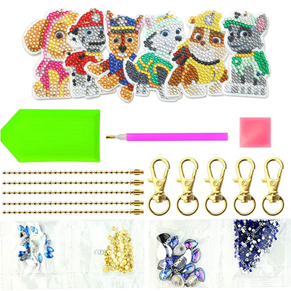 DIY Diamond Painting Keychains Kit 6Pcs Wangwang Meritorious Service Brigade