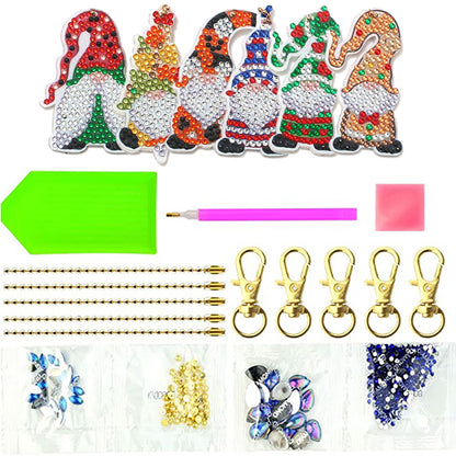 DIY Diamond Painting Keychains Kit 6Pcs Garden Goblin