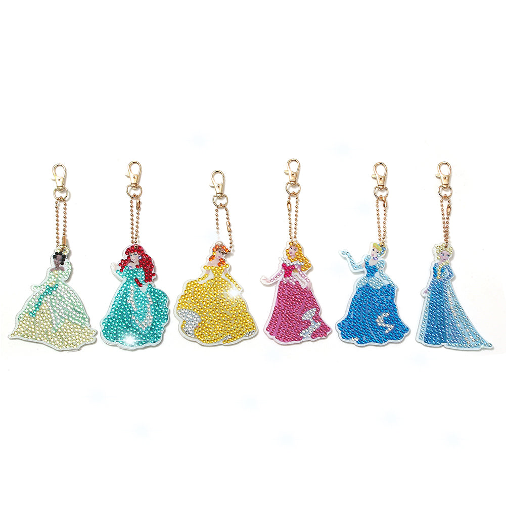 DIY Diamond Painting Keychains Kit 6Pcs Disney Princess