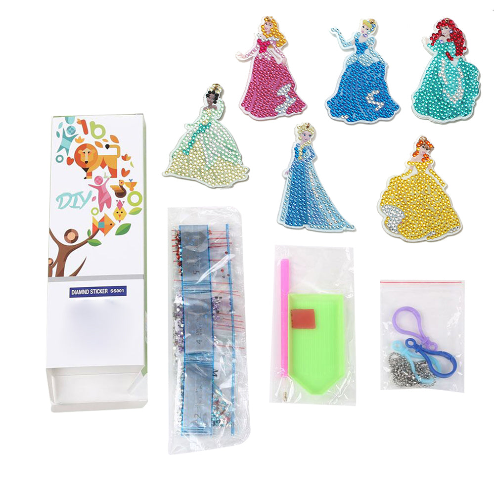 DIY Diamond Painting Keychains Kit 6Pcs Disney Princess