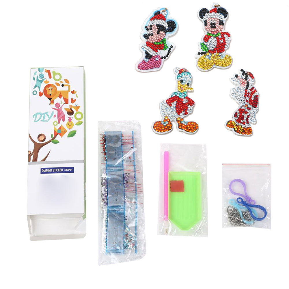 DIY Diamond Painting Keychains Kit 4Pcs Disney Cartoon Characters