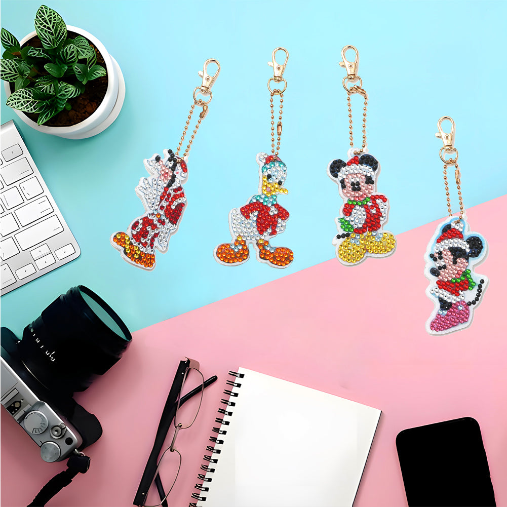 DIY Diamond Painting Keychains Kit 4Pcs Disney Cartoon Characters