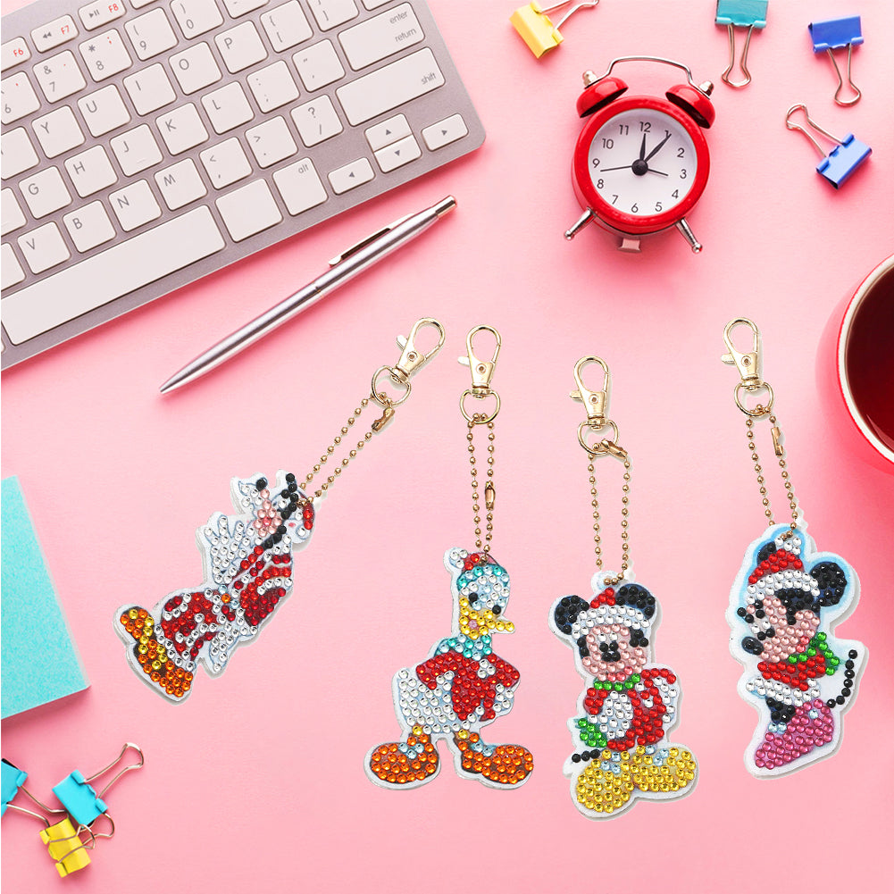 DIY Diamond Painting Keychains Kit 4Pcs Disney Cartoon Characters