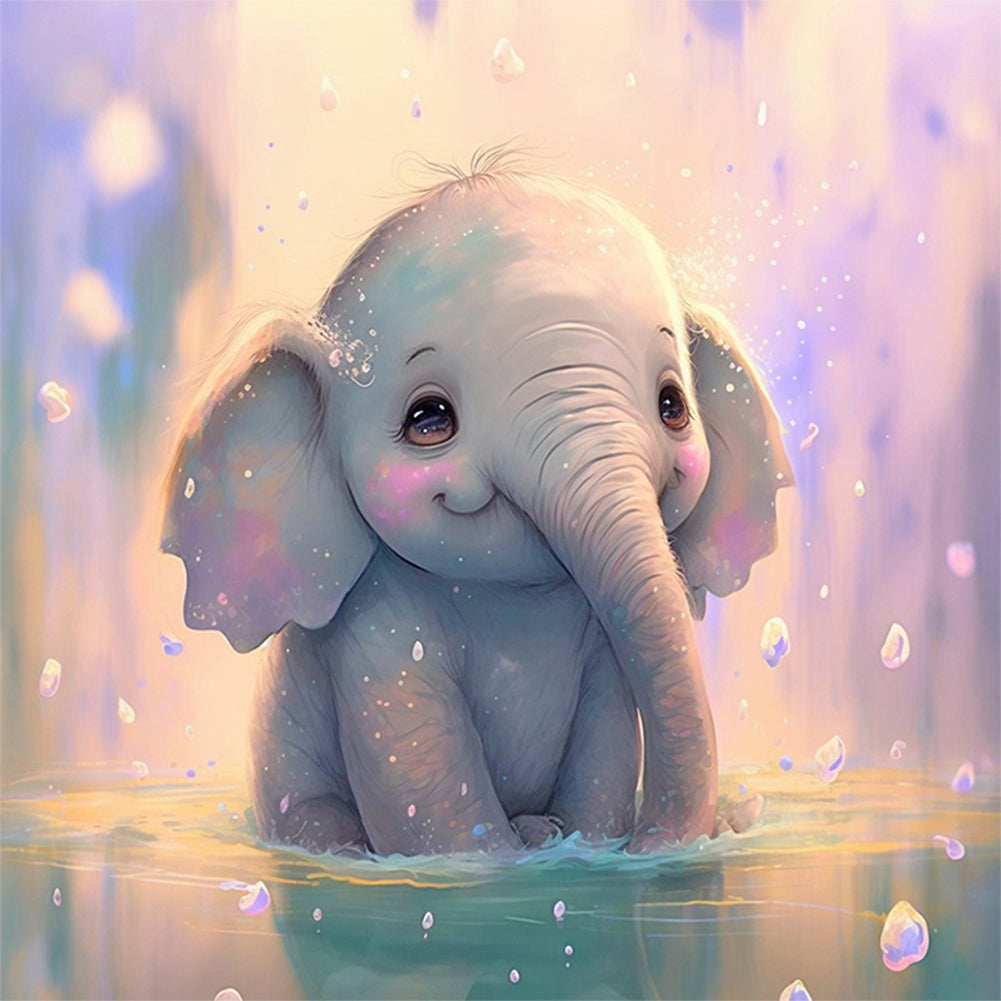 Cute Baby Elephant - Full Round Drill Diamond Painting 30*30CM