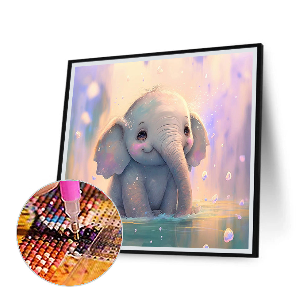 Cute Baby Elephant - Full Round Drill Diamond Painting 30*30CM