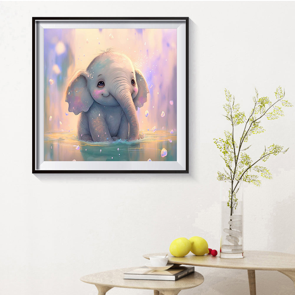 Cute Baby Elephant - Full Round Drill Diamond Painting 30*30CM