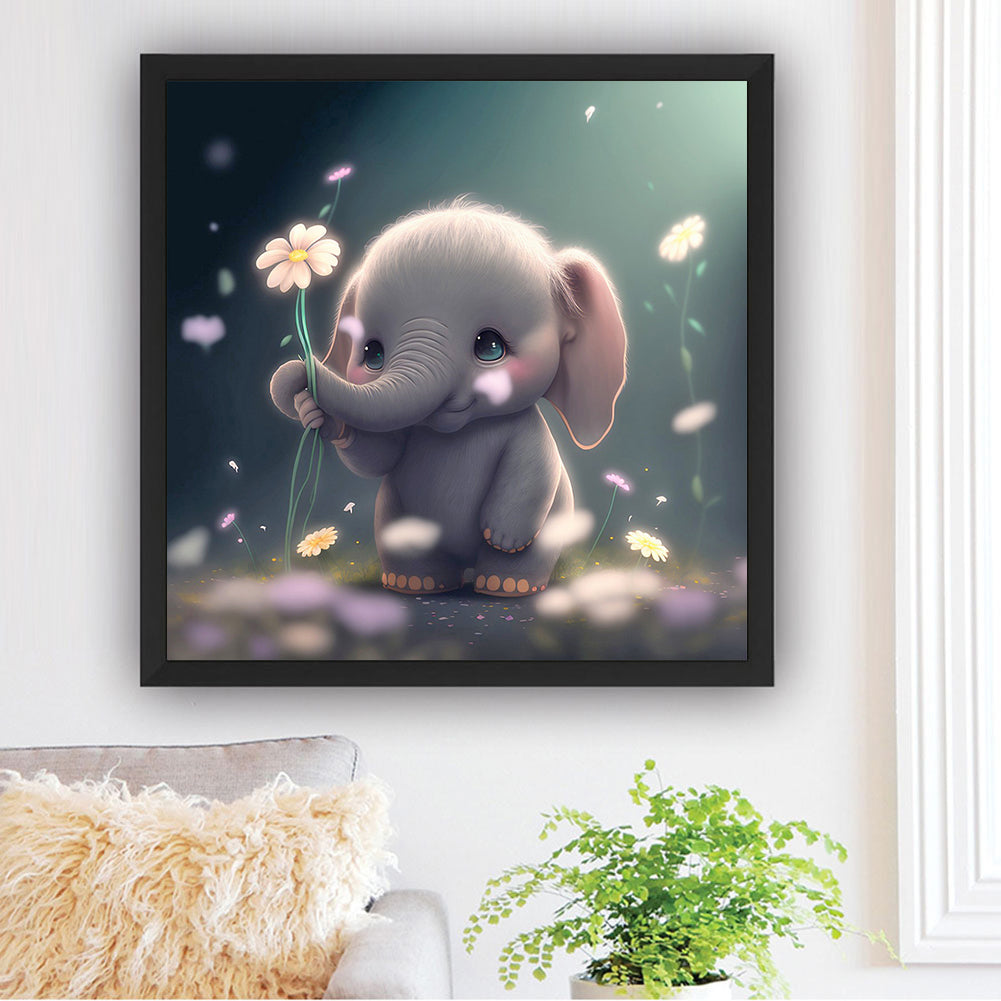 Cute Baby Elephant - Full Round Drill Diamond Painting 30*30CM