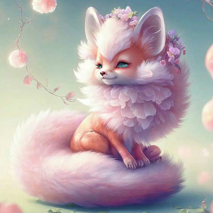 Pink Elf Fox - Full Round Drill Diamond Painting 30*30CM