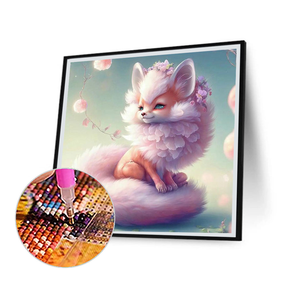 Pink Elf Fox - Full Round Drill Diamond Painting 30*30CM