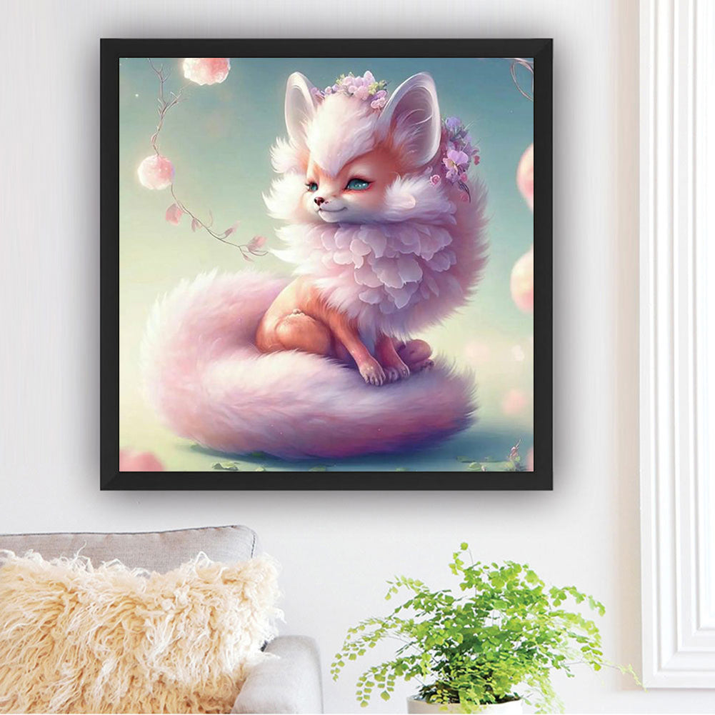 Pink Elf Fox - Full Round Drill Diamond Painting 30*30CM