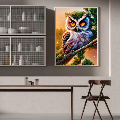 Owl On Branch - Full Round Drill Diamond Painting 30*40CM