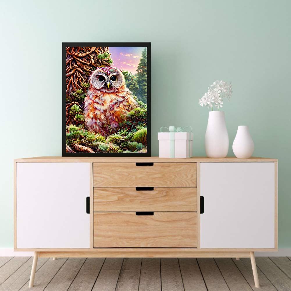 Owl On Branch - Full Round Drill Diamond Painting 30*40CM