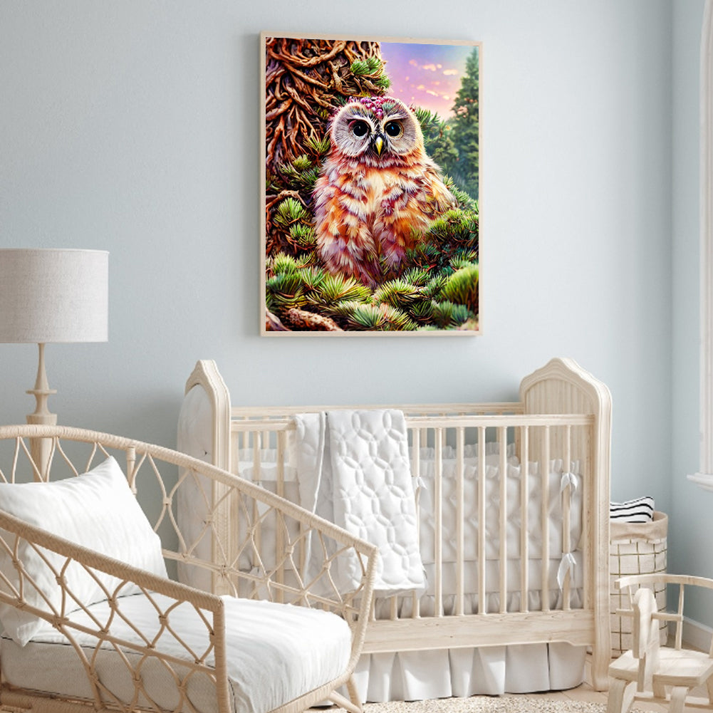Owl On Branch - Full Round Drill Diamond Painting 30*40CM