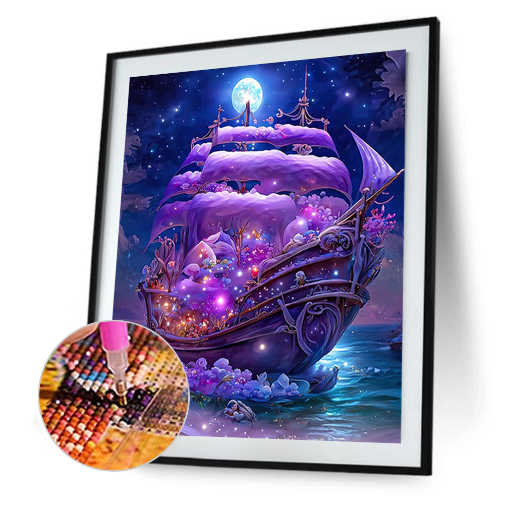 Dream Moon Ferry - Full Round Drill Diamond Painting 30*40CM