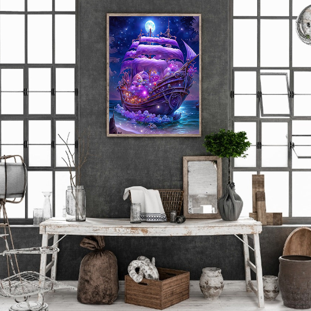 Dream Moon Ferry - Full Round Drill Diamond Painting 30*40CM