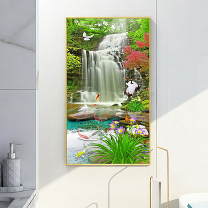 Forest Waterfall - Full Round Drill Diamond Painting 40*80CM