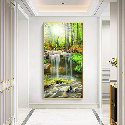 Forest Waterfall - Full Round Drill Diamond Painting 40*80CM