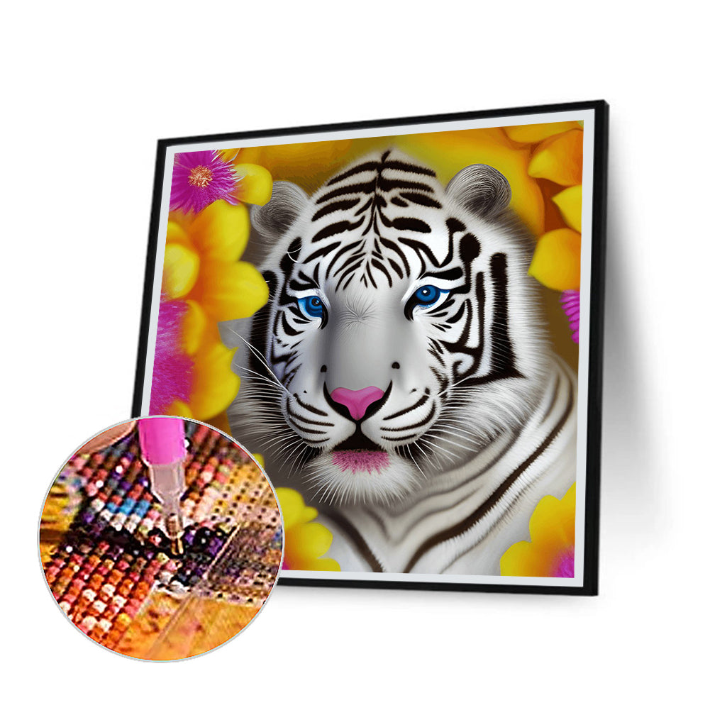 White Tiger - Full Round Drill Diamond Painting 30*30CM
