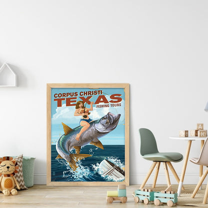 Fishing Girl - Full Round Drill Diamond Painting 30*40CM