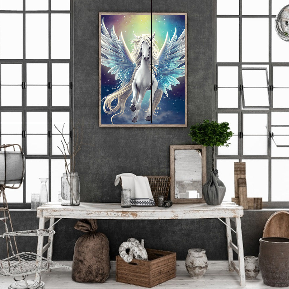 White Pegasus - Full Round Drill Diamond Painting 30*40CM
