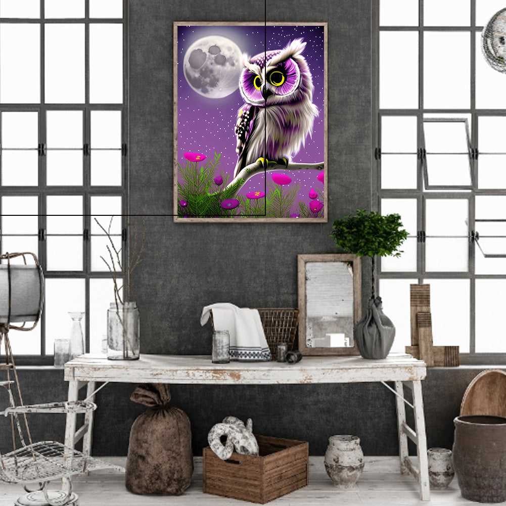 Owl - Full Round Drill Diamond Painting 30*40CM