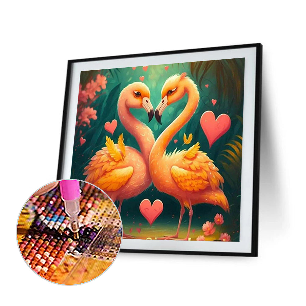 Couple Flamingos - Full Round Drill Diamond Painting 35*35CM