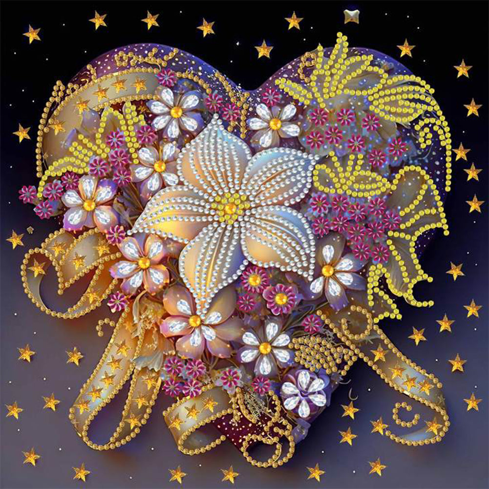 Flowers Love - Special Shaped Drill Diamond Painting 30*30CM