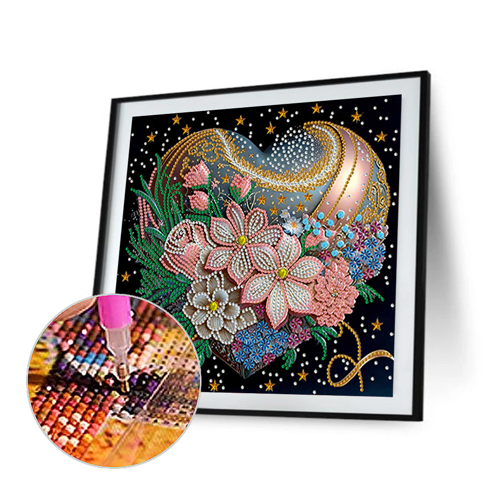 Flowers Love - Special Shaped Drill Diamond Painting 30*30CM