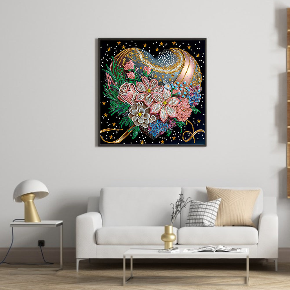 Flowers Love - Special Shaped Drill Diamond Painting 30*30CM