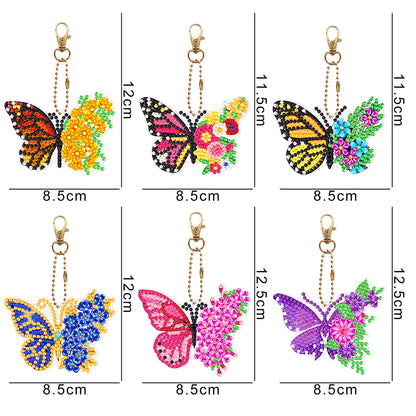 DIY Diamond Painting Keychains Kit 6Pcs Butterfly