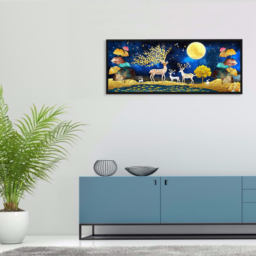 Ginkgo Leaf Elk Gold Leaf - Full Round Drill Diamond Painting 80*40CM