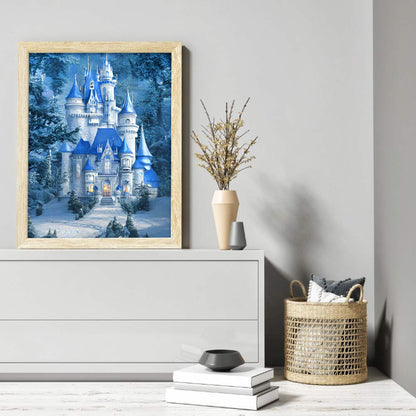 Blue Castle - Full Round Drill Diamond Painting 30*40CM