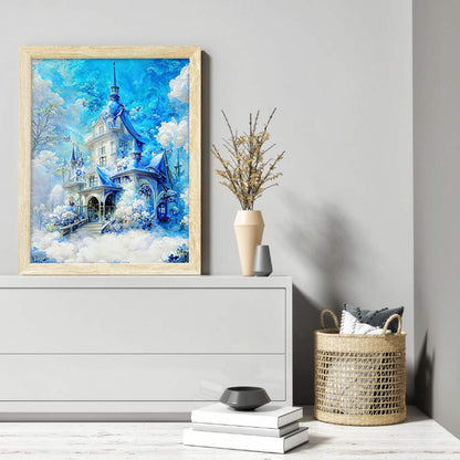 Blue Castle - Full Round Drill Diamond Painting 30*40CM