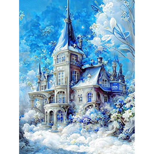 Blue Castle - Full Round Drill Diamond Painting 30*40CM