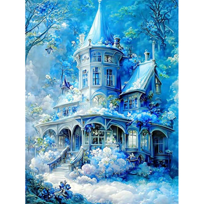 Blue Castle - Full Round Drill Diamond Painting 30*40CM