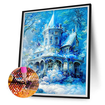 Blue Castle - Full Round Drill Diamond Painting 30*40CM