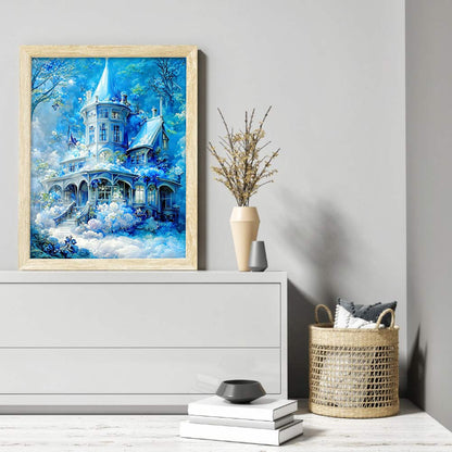 Blue Castle - Full Round Drill Diamond Painting 30*40CM