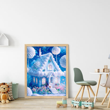 Blue Castle - Full Round Drill Diamond Painting 30*40CM