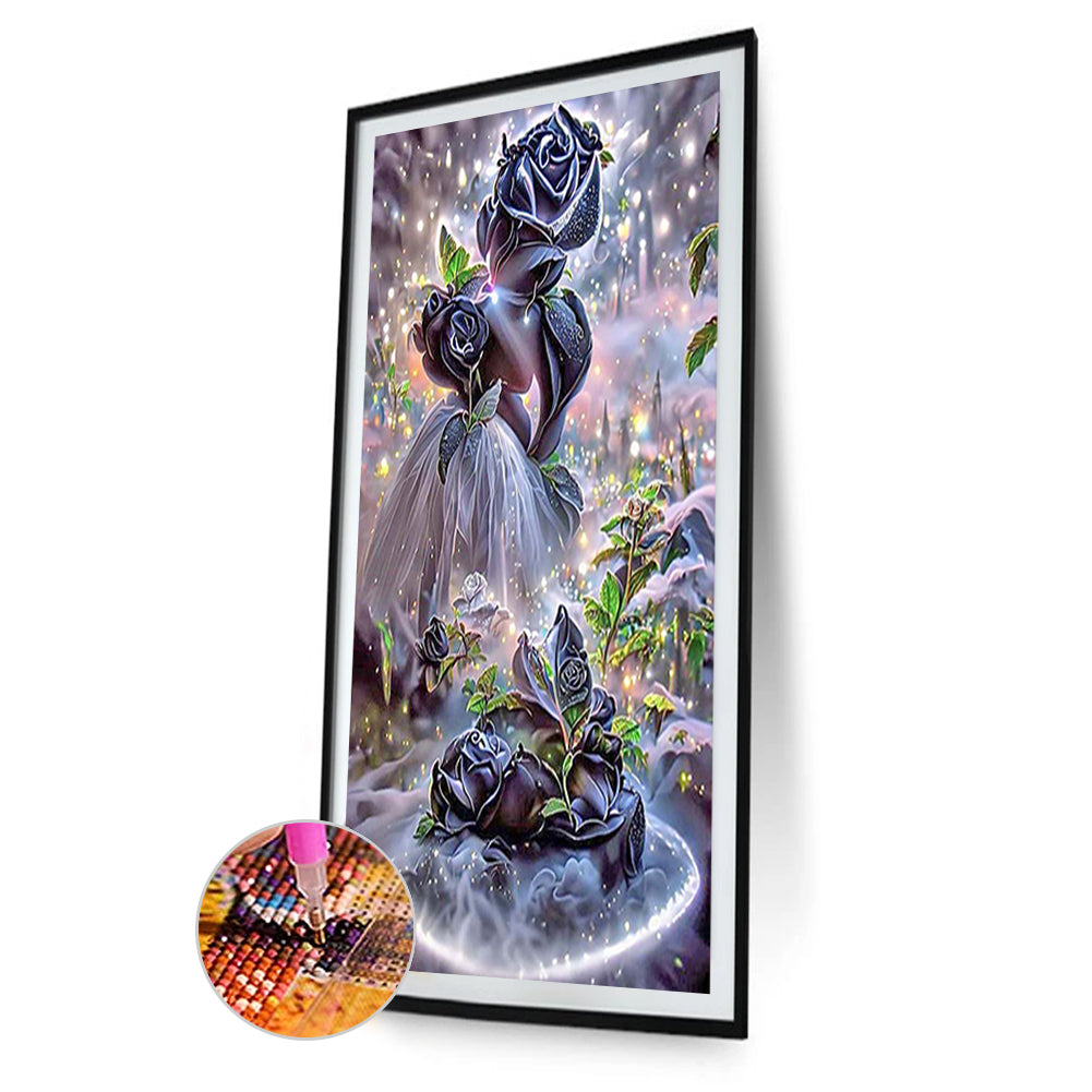 Black Rose - Full Square Drill Diamond Painting 40*70CM