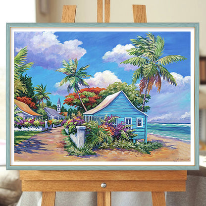 Seaside Cottage - Full Round Drill Diamond Painting 50*40CM