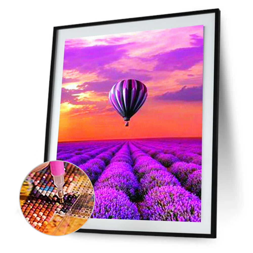 Fantasy Violet Hot Air Balloon - Full Round Drill Diamond Painting 30*40CM