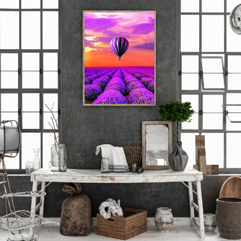 Fantasy Violet Hot Air Balloon - Full Round Drill Diamond Painting 30*40CM