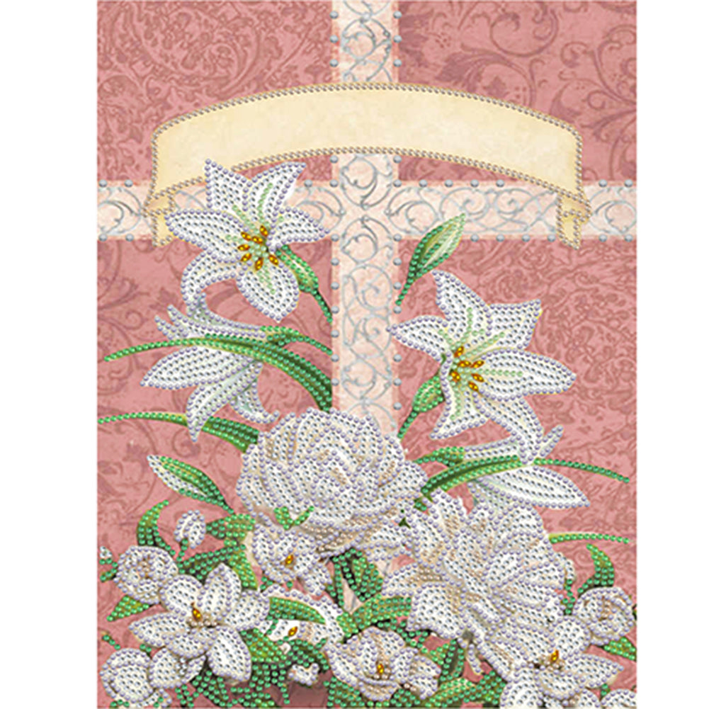 Easter Cross Lily - Special Shaped Drill Diamond Painting 30*40CM