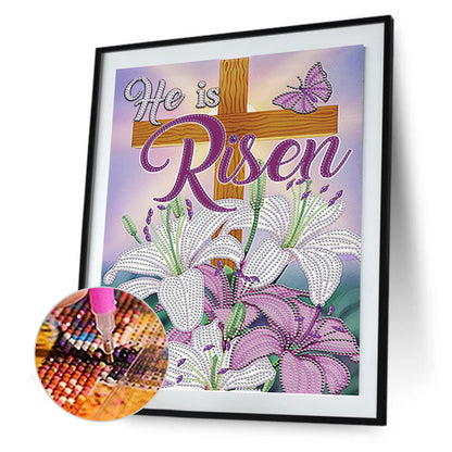 Easter Cross Lily - Special Shaped Drill Diamond Painting 30*40CM