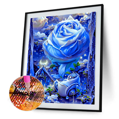 Blue Rose Fantasy - Full Round Drill Diamond Painting 30*40CM